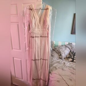 Dessy Collection pink dress - Grecian style with flowing material in back